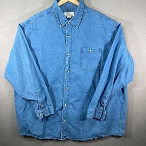 Tri‎ Mountain Mens Denim Button Down Shirt Long Sleeve Blue 4XL Cotton